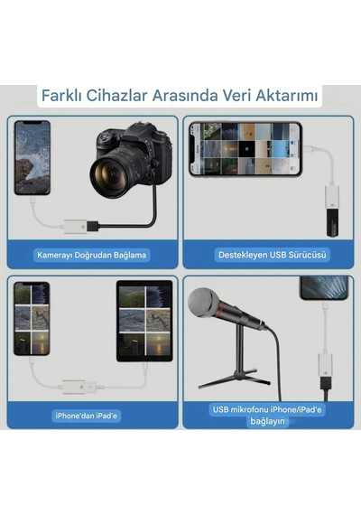 E-kervan Apple Uyumlu iPhone Lightning To Usb Çevirici Dönüştürücü Tak Ve Çalıştır 1 Adet