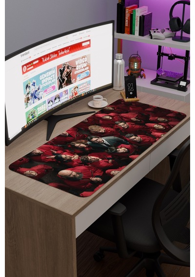 La Casa De Papel V1 90x40 Xxl Gaming Kauçuk Kaymaz Taban Mouse Pad Fare Altlığı