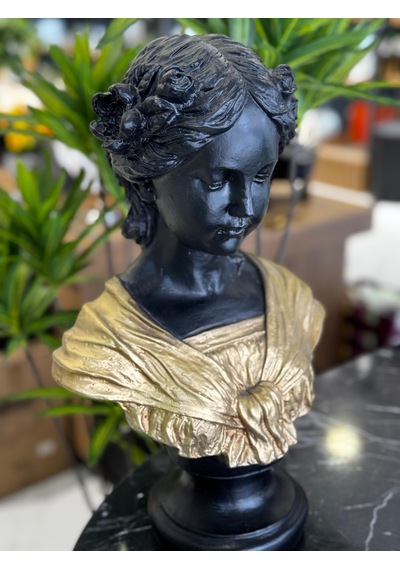 Dekoratif Gold Detaylı Ophelia Heykel Biblo Obje-5042