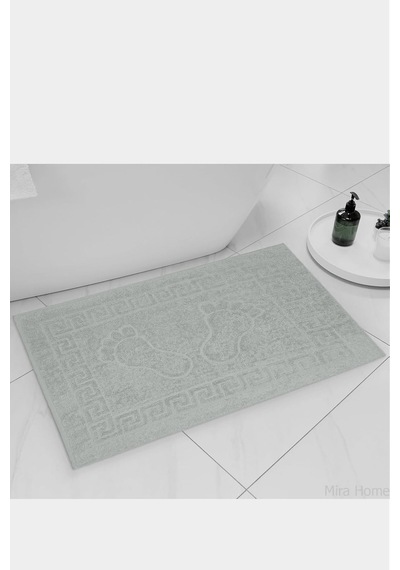 2 Li Ayak İzli Banyo Ayak Havlusu %100 Pamuklu Renkli 50x70 Cm Menom Gri