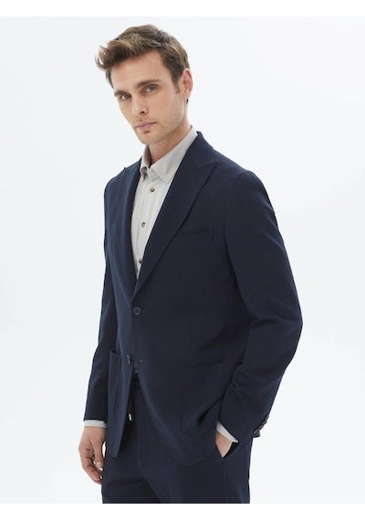 Kip Lacivert Desenli Modern Fit Takım Elbise Çok Renkli