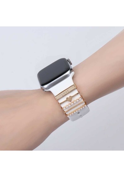 Samsung Oppo Huawei Haylou Watch Uyumlu Kordon Aksesuarı Süsü Charm Seti Taşlı