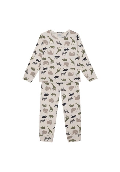 Antebies Organik Gots Sertifikalı Safari Macerası Desenli, Uzun Kollu Erkek Çocuk Pijama Takımı Yeşil