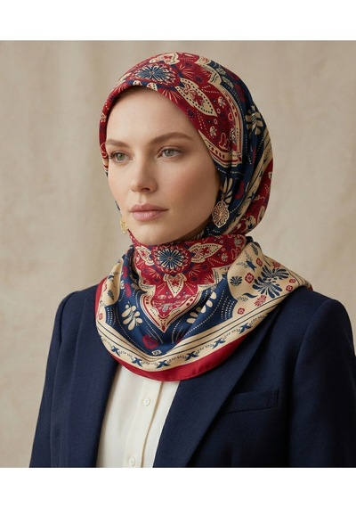 Kadim Scarf Desen 90x90cm Eşarp/fular Bordo