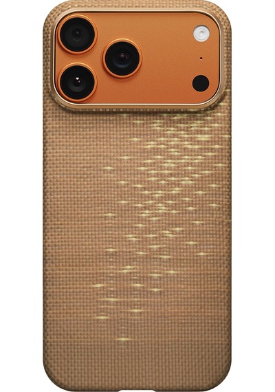 Apple Uyumlu iPhone 17 Pro  Kılıf M-safeli Aramid Fiber Pitaka Glints Of Gold Ultra Slim Serisi Kapak Gold Gold