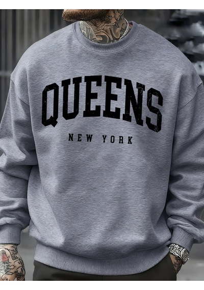Startmore Startmorequeens New York Mektup Tasarım Erkek Tişörtü Moda Bol Giysiler Günlük Bisiklet Yaka Tüm Maç Ü Gri
