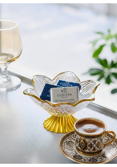 Lotus Çizgi Ayaklı Sunumluk 6 Lı Gold Altın