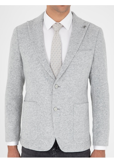 Cacharel Açık Gri Slim Fit Yün Karışımlı Spor Ceket