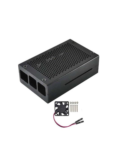 Robotistan-Raspberry Pi 4 Alüminyum Muhafaza Kutusu (Fanlı)