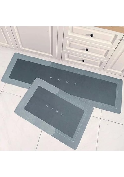 Banyo Paspası - Kaymaz Tabanlı - Süper Emici - Abdest Paspası - Uzun Gri 40 120 Cm 2li