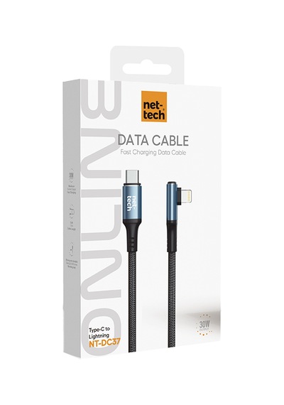 Nettech Nt-dc37 30w Plastik 100 Cm Type-c To Lightning Şarj Ve Data Kablosu Siyah