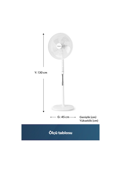 Homend Fanomen 9010h Hız ve Açı Ayarlı Döner Başlıklı Ayaklı Vantilatör 55W
