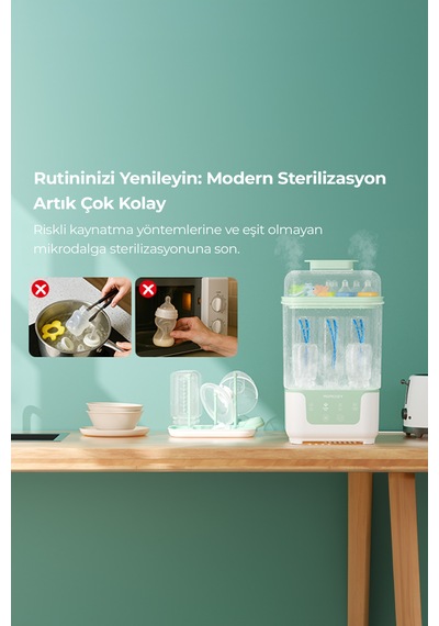 Momcozy Biberon Kurutucu Ve Sterilizatörü İç İçe Geçen 4 Ü 1 Arada Kompakt Ve Modüler