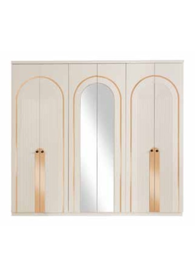 Azure Tamamı Mdf 6 Membranlı Kapaklı Gardırop Dolap Beyaz