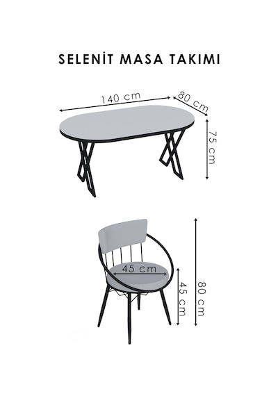 Mutfak Masa Sandalye Takımı Selenit 80-140 Oval Gold 4 Kişilik Mutfak Masası Takımı Gold