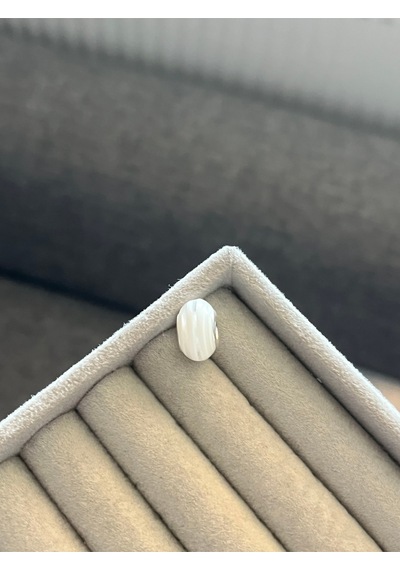 Çizgili Beyaz Murano Charm Gümüş