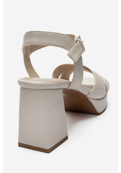 Luvishoes Luvi Shoes Lisbon Bej Cilt Çapraz Bantlı Kadın Platform Topuklu Ayakkabı BEJ CILT