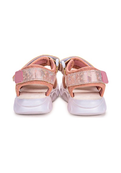 Kiko Kids 133 Hologram Işıklı Kız Çocuk Cırtlı Sandalet Ayakkabı Pudra 001