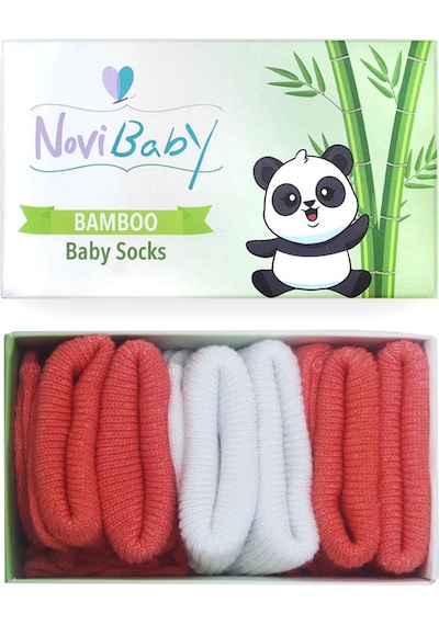 Novibaby 3'lü Bambu Yenidoğan Bebek Çorabı I White Orange I 0-6 a "Karışık Renkli"