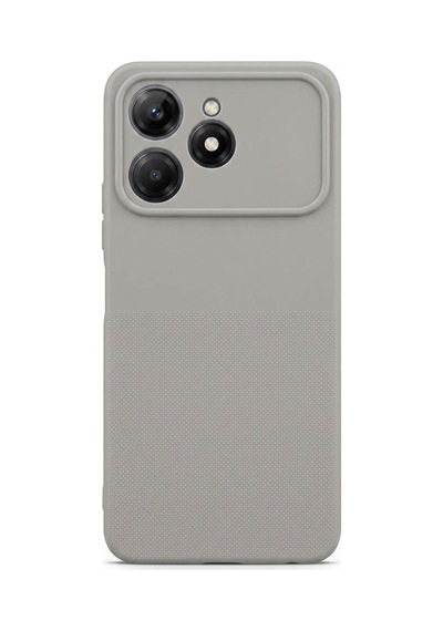 Tecno Spark 40 Uyumlu Kamera Korumalı Silikon Telefon Kılıfı Darbe Emici İçi Kadife Tırtıklı Kaymaz Yüzeyli Yumuşak Kılıf-54282 Gri