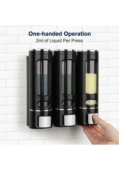 Dlnshop 3 Adet Siyah 400 Ml Duvara Monte Manuel Sabunluk Banyo , Mutfak El Sıvı Şampuan Duş Jeli D-52 Siyah
