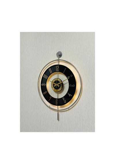 Pey Aksesuar Metal Camlı Duvar Saati Krom Statık 50 X 70cm Orta Boy Işıklı M51-kromgrı-şeffaf-siyah-gold Gri