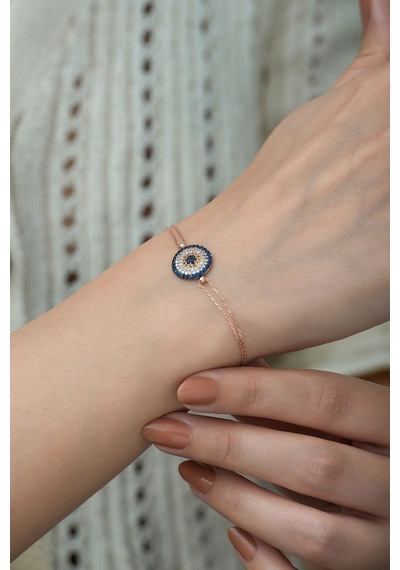 Papatya Silver 925 Ayar Zirkon Taşlı Gümüş Nazar Bileklik