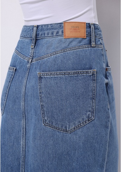 Colin's Colins Slim Fit Düz Düğmeli Kadın Mavi Etek Cl1075299 Q1.v1 Dn44400 Denim