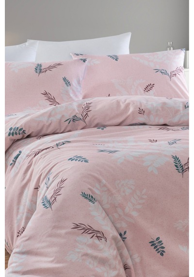Çift Kişilik Pamuklu Nevresim Takımı 4 Parça Fiorerose Desen Pembe / Yumuşak Dokulu Pembe