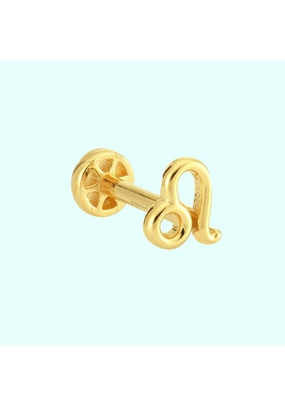 Altın Tragus Piercing 14 Ayar Aslan Burcu Altın