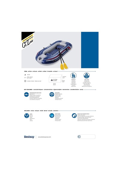 Bestway Hydro-Force Treck X2 Raft Şişme Bot Set Çok Renkli