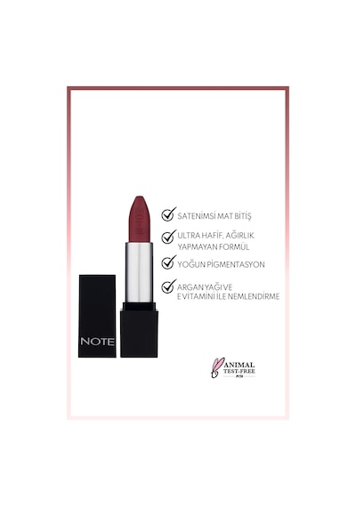 Note Cosmetique Mattever Lipstick Yarı Mat Saten Bitişli Ruj 12 Wine Tasting Red - Mor