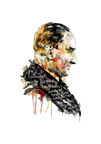 Atatürk Renkli Sticker 20 Cm