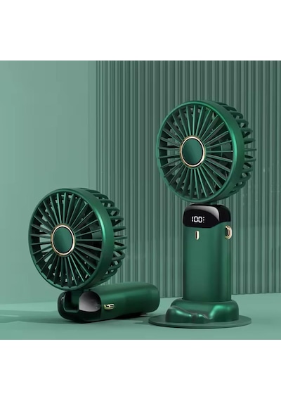 Mini El Fanı 5 Kademeli Dijital Led Göstergeli Boyun Askılı Mini Klima Vantilatör
