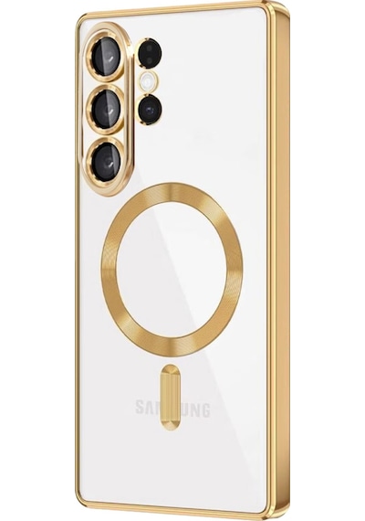 Samsung Galaxy S26 Ultra Uyumlu Kılıf Kamera Lens Koruyuculu Magsafe Özellikli Telefon Kılıfı Kapak Gold