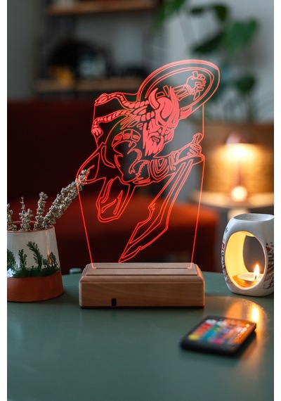 Özel Tasarım 3D Kılıç Ve Kalkanlı Viking Led Lamba