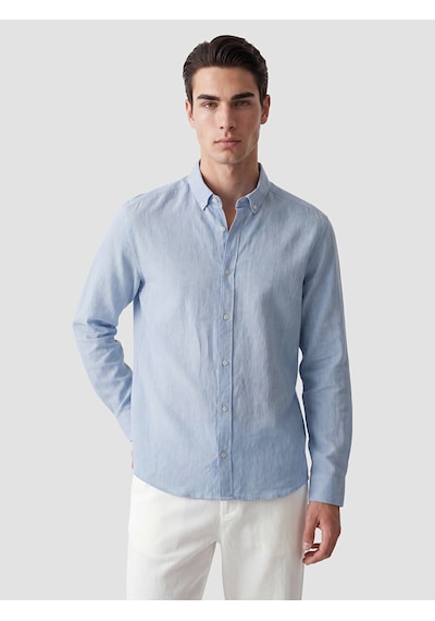 Lcw Vision Mavi Regular Fit Keten Karışımlı Erkek Gömlek