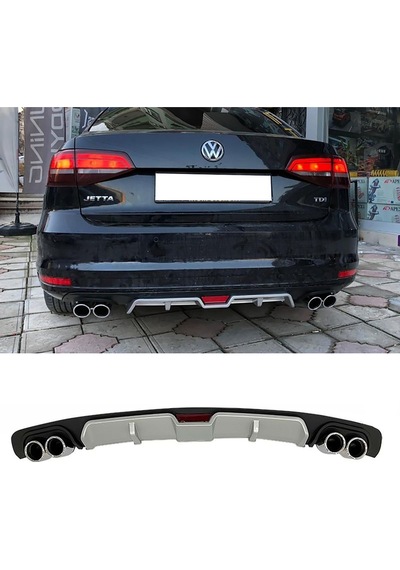 Vw Jetta Uyumlu Mk6 Fl Gri Difüzör 4 Krom Egzoz Görünümlü Difizör Arka Ek Body Kit 2015-2018