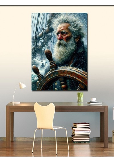 Kanvas Tablo Fırtınada Gemi Süren Adam 50cmx70cm