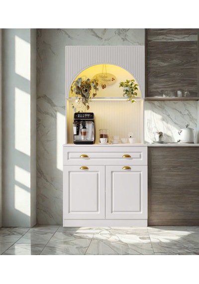 Lureo Nera Arch Gold Mini Kahve Köşesi Led Aydınlatmalı, Komple Mdf Premium Kahve Ünitesi Beyaz Lureo Nera Arch Gold Mini Kahve Köşesi Led Aydınlatmalı, Komple Mdf Premium Kahve Ünitesi Beyaz