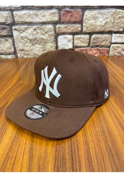 Hamze Ny New York Nakış Hip-hop Snapback Rapper Basket Beyzbol Şapka Cap Kahverengi - Beyaz