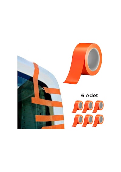 6 Lı Paket 45 Mm Turuncu 30 Metre Pvc Aksesuar Bandı Cam   Ve Sabitleme Bandı 45 MM x 25 M