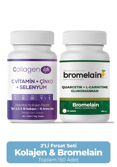 Collagen Life 5 Tip Kolajen & Bromelain Tablet Seti