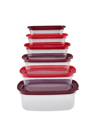 7.6 Litre -red Velved 6'lı Saklama Kabı Seti - Sebze Saklama Seti - Bakliyat Saklama Kabı - Mutfak Düzenleyici - Buzdolabı Organizeri