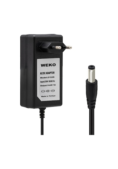 Weko 14.4 Volt - 1 Amper 5.5 2.5 Uçlu Plastik Işıklı Kasa Priz Tip Adaptör
