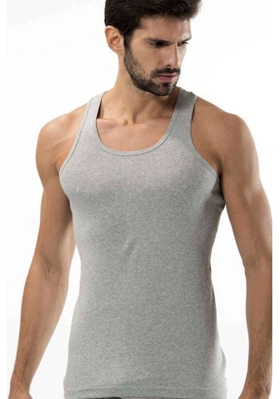 3 Adet Tutku Ribana Spor Erkek Gri Atlet 0118 Çok Renkli