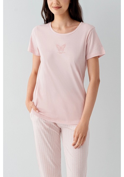 Kocabey Kısa Kol Pijama Takımı Pembe