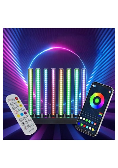 Sese Duyarlı Rgb Ambiyans Çubuğu Kumandalı Müzik Ritmik Ekolayzer Masaüstü Aydınlatma Siyah