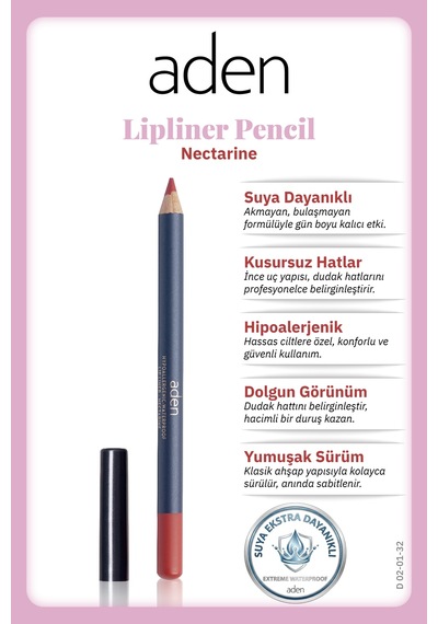 Aden Lipliner Pencil - Dudak Kalemi 32 Nectarine Nektarin 0