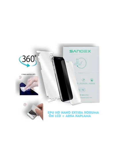 General Mobile Gm9 Pro Uyumlu Nano Ön Ekran + Full Arka Kaplama Set 360 Koruma Esnek İnce - Sandex - Epu Hd 50570230